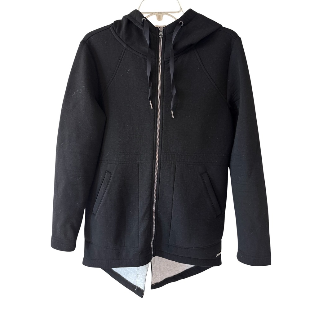 Betsey Johnson Performance Womens Black Full Zip Hooded Sweatshirt Coat Small